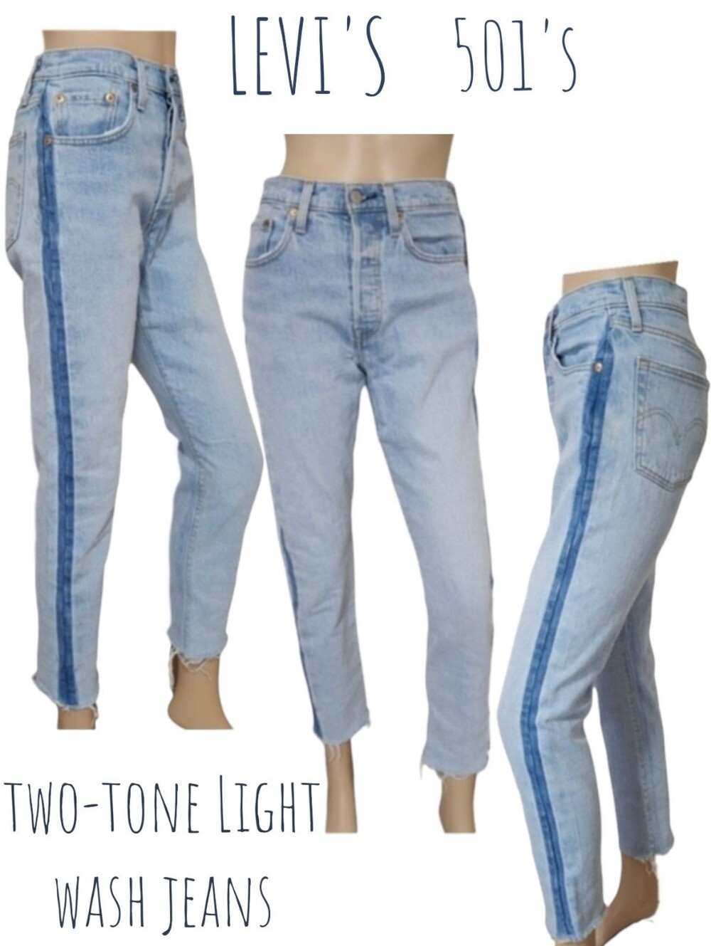 Levi's Women's 501 high waist two-tone Light wash jeans S40197 Ankle crop 24 25